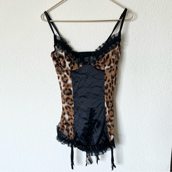 Vintage Y2K 2000s mcbling leopard cheetah animal print lingerie - Picture 1 of 4